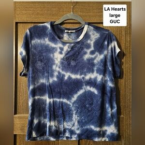 La Hearts Blue Tie-Dye Crop Top Babe Embroidery